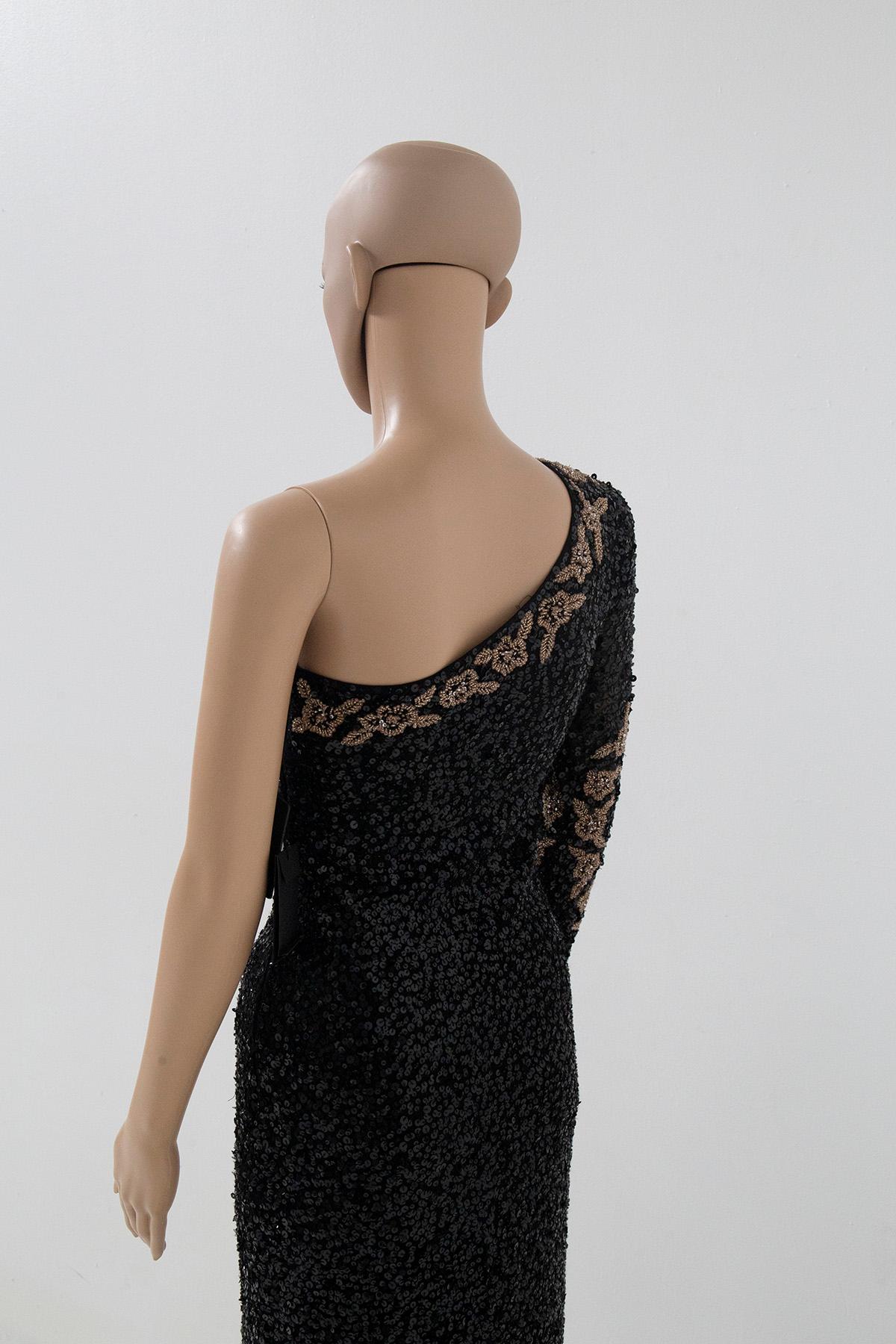 Ermanno Scervino black and gold sequined evening dress For Sale 5