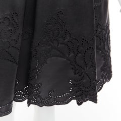 ERMANNO SCERVINO black faux leather lattice embroidery scalloped skirt IT38 XS