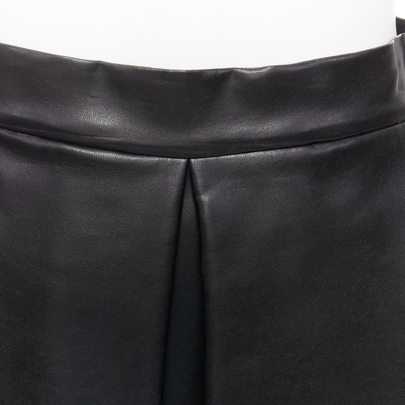 ERMANNO SCERVINO black faux leather lattice embroidery scalloped skirt IT38 XS For Sale 2