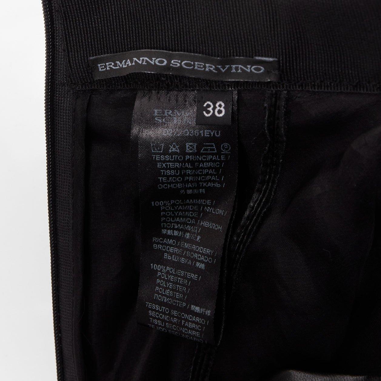 ERMANNO SCERVINO black faux leather lattice embroidery scalloped skirt IT38 XS For Sale 3