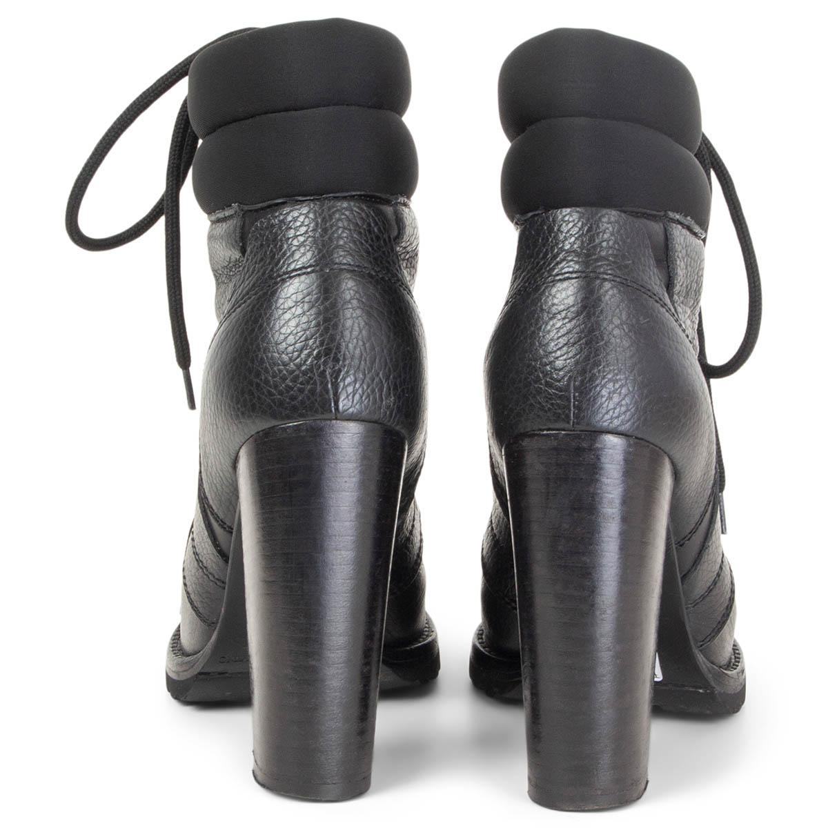 ERMANNO SCERVINO black leather LACE UP Ankle Boots Shoes 37 In Excellent Condition For Sale In Zürich, CH