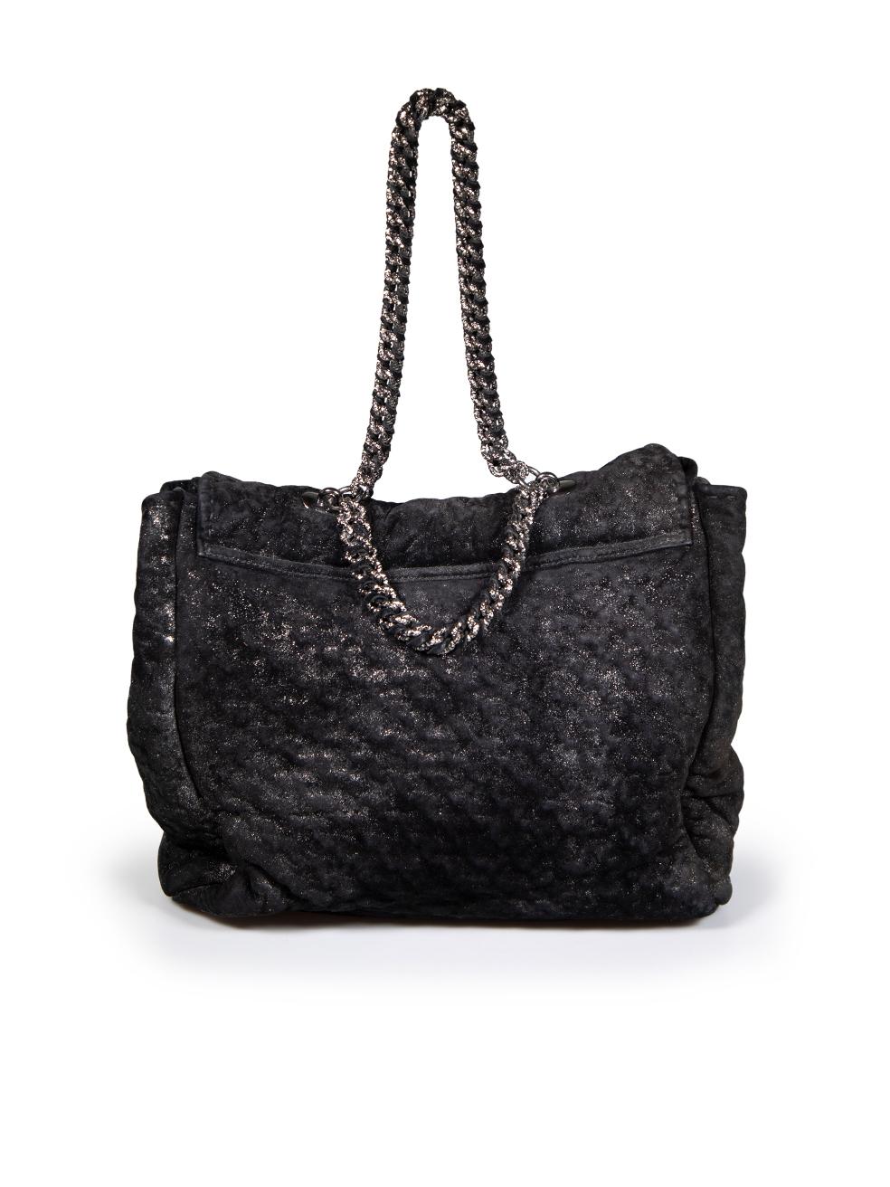 Ermanno Scervino Black Metallic Fabourg Quilted Bag In Good Condition For Sale In London, GB