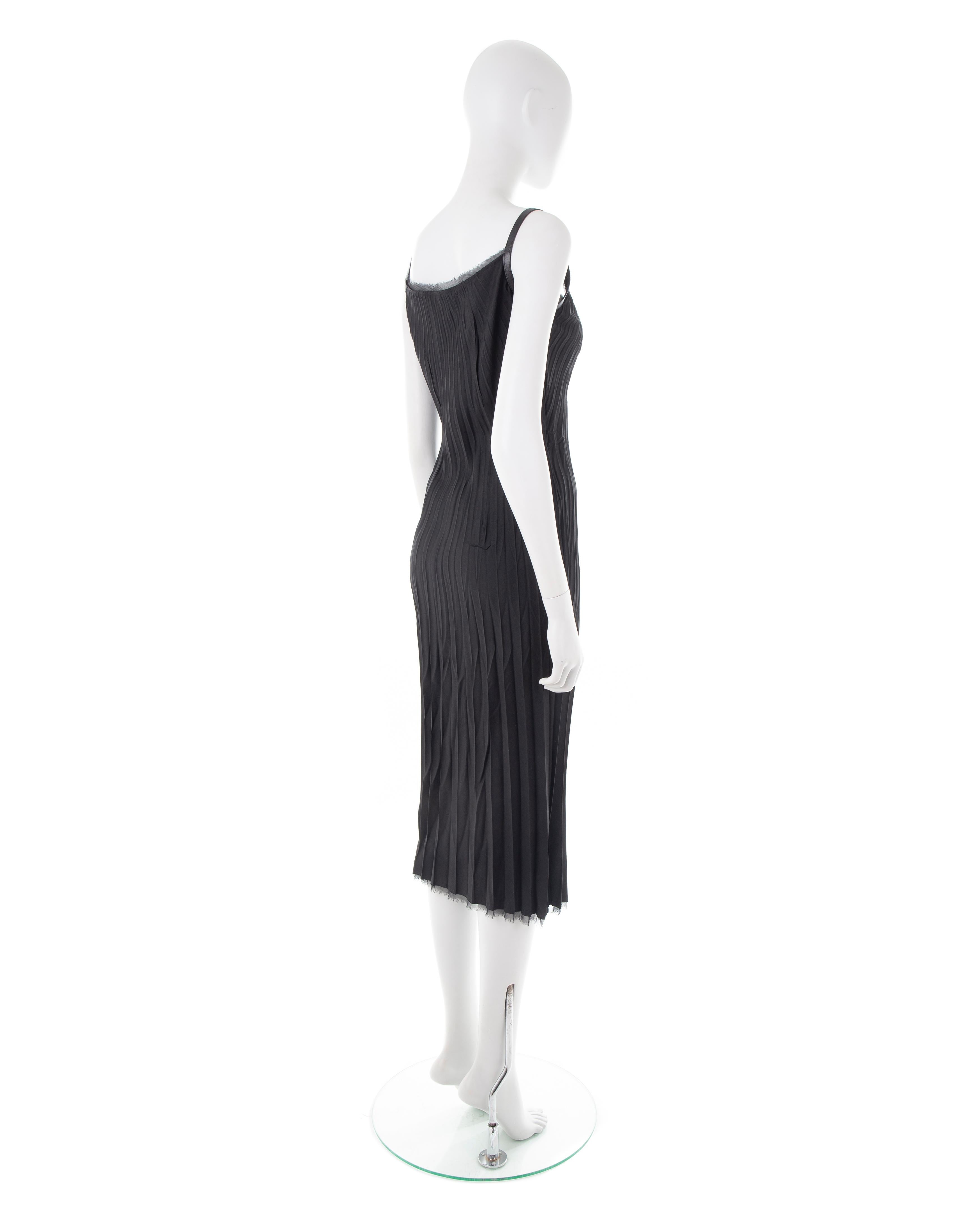 Women's Ermanno Scervino black silk crinkled dress with crystal straps, 2000s ca. For Sale