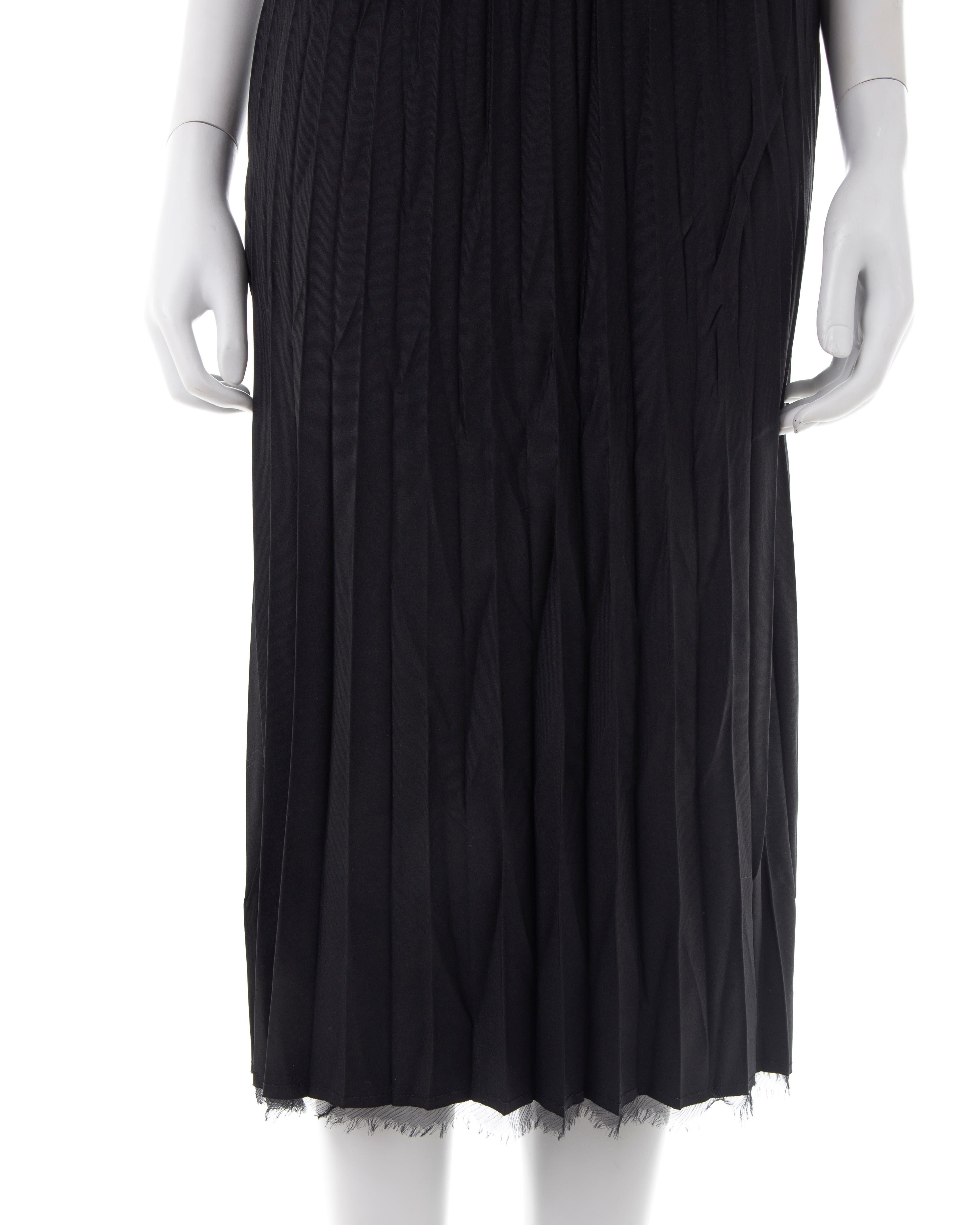 Ermanno Scervino black silk crinkled dress with crystal straps, 2000s ca. For Sale 2