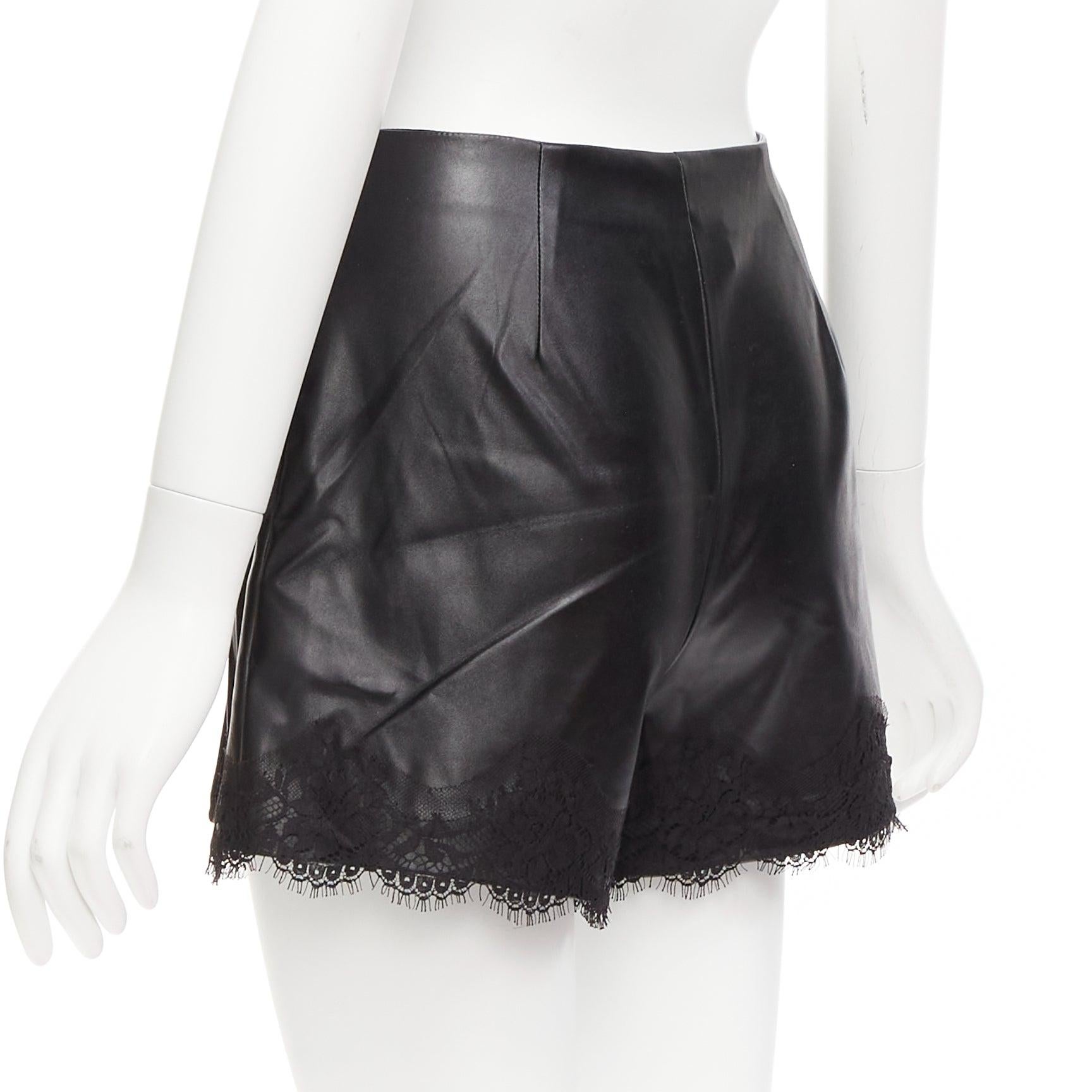 ERMANNO SCERVINO black vegan leather wrap skort lace trim shorts IT38 XS For Sale 1