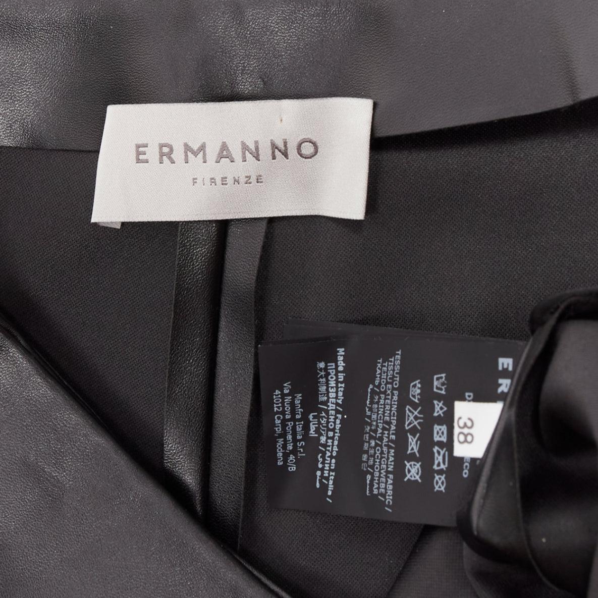 ERMANNO SCERVINO black vegan leather wrap skort lace trim shorts IT38 XS For Sale 3