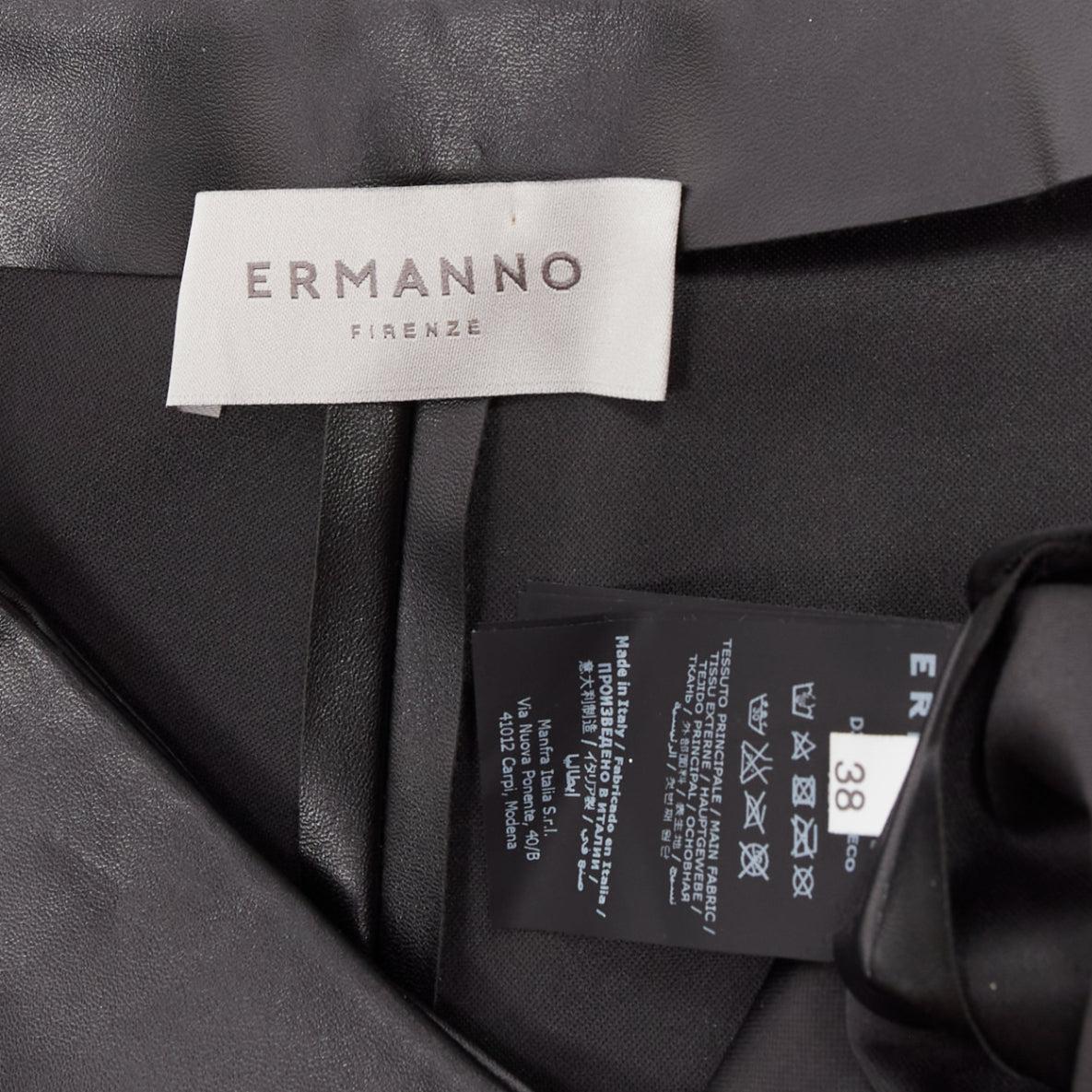 ERMANNO SCERVINO black vegan leather wrap skort lace trim shorts IT38 XS For Sale 4