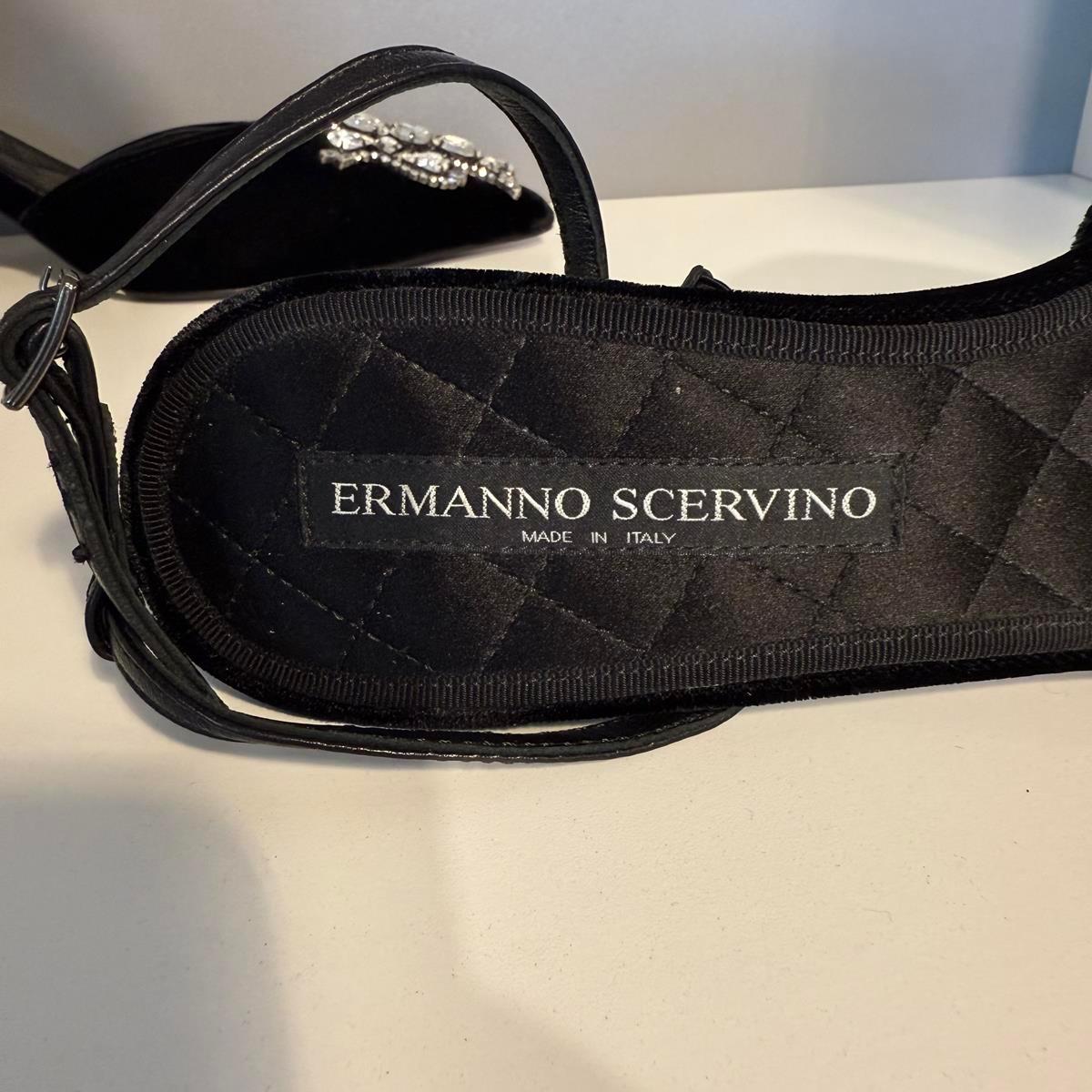 Ermanno Scervino Black Velvet & Crystal Shoe IT 38.5 For Sale 2
