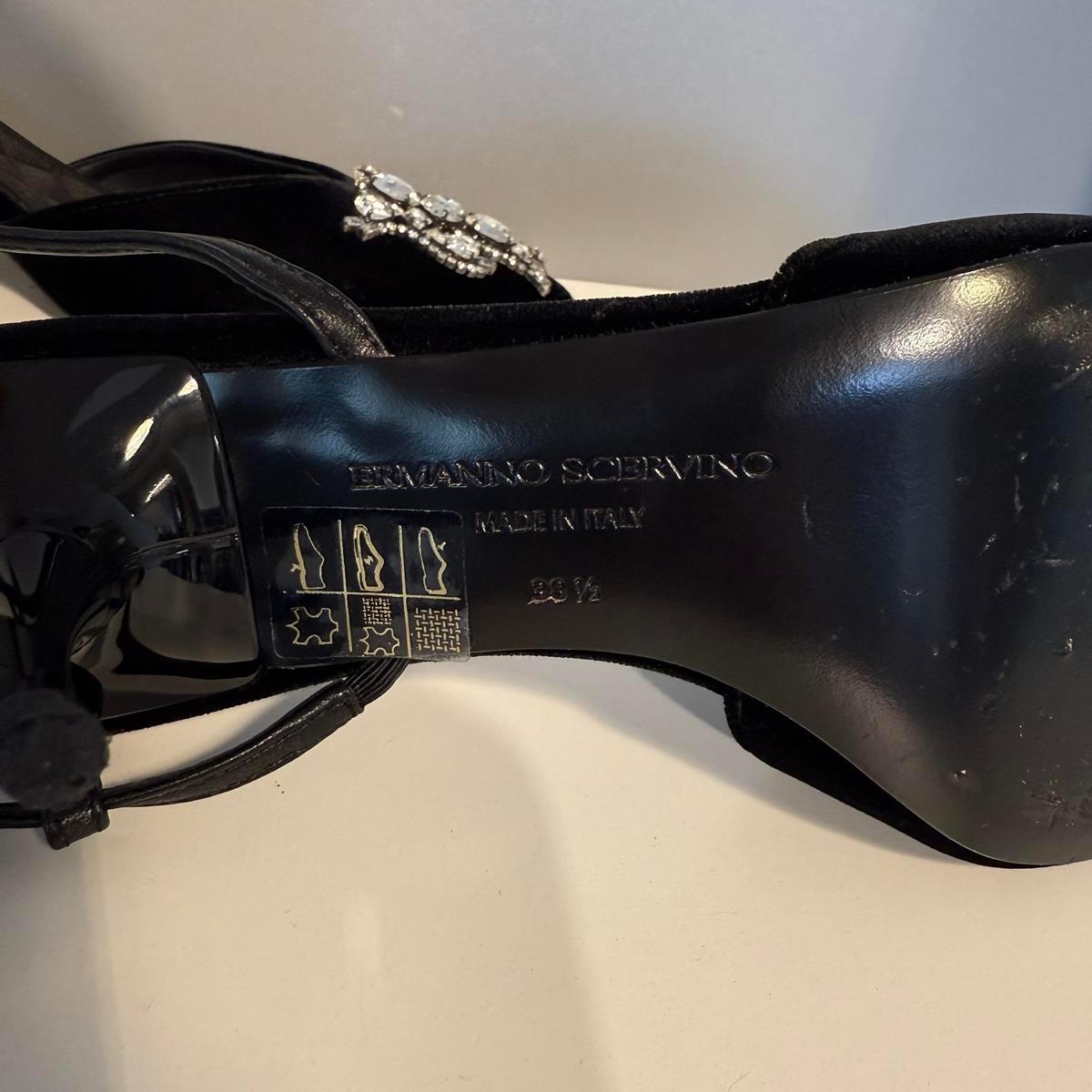 Ermanno Scervino Black Velvet & Crystal Shoe IT 38.5 For Sale 4