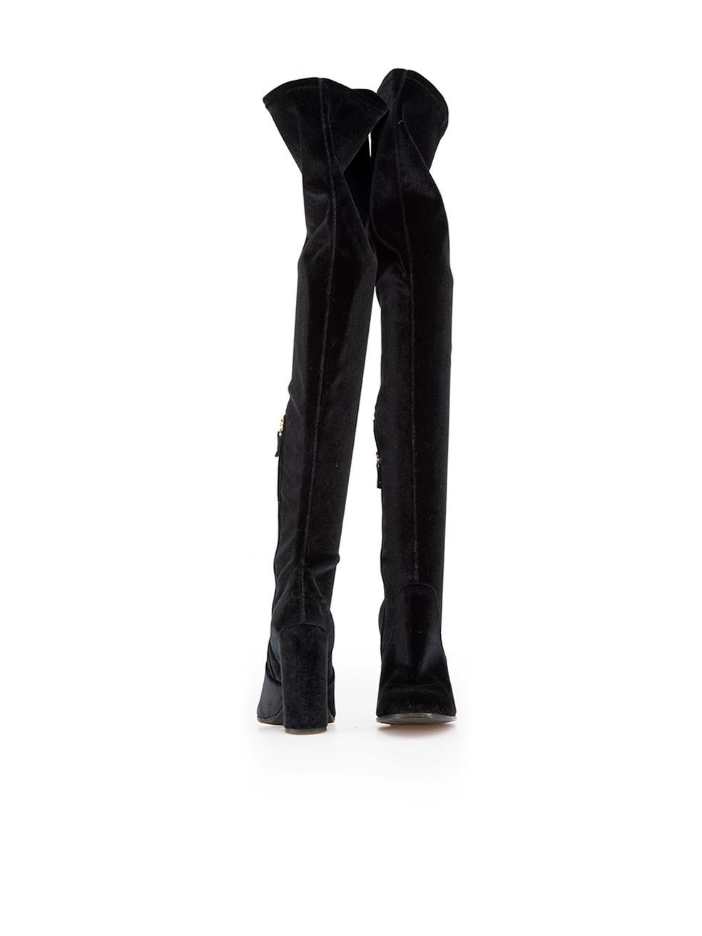 Ermanno Scervino Botas altas de terciopelo negro talla IT 37 Negro en venta