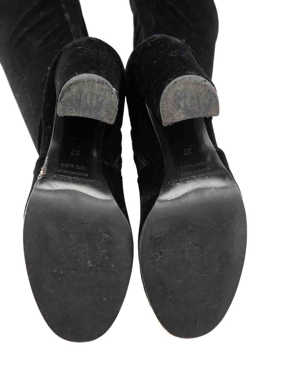 Women's Ermanno Scervino Black Velvet Thigh High Boots Size IT 37 For Sale