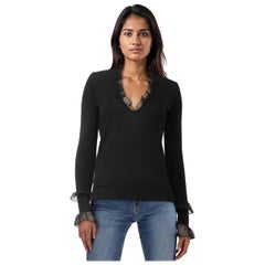 Top à volants en laine noire Ermanno Scervino Taille S