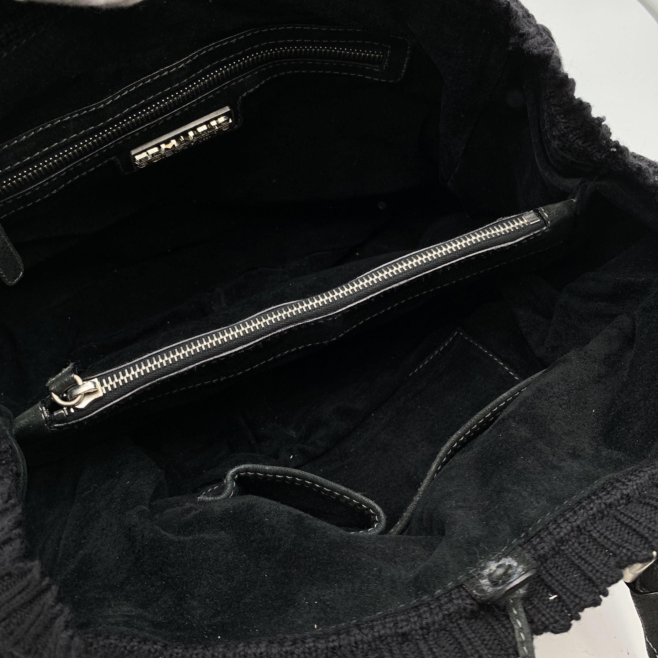 Ermanno Scervino Black Wool Knit Tote Shoulder Bag Handbag For Sale 1