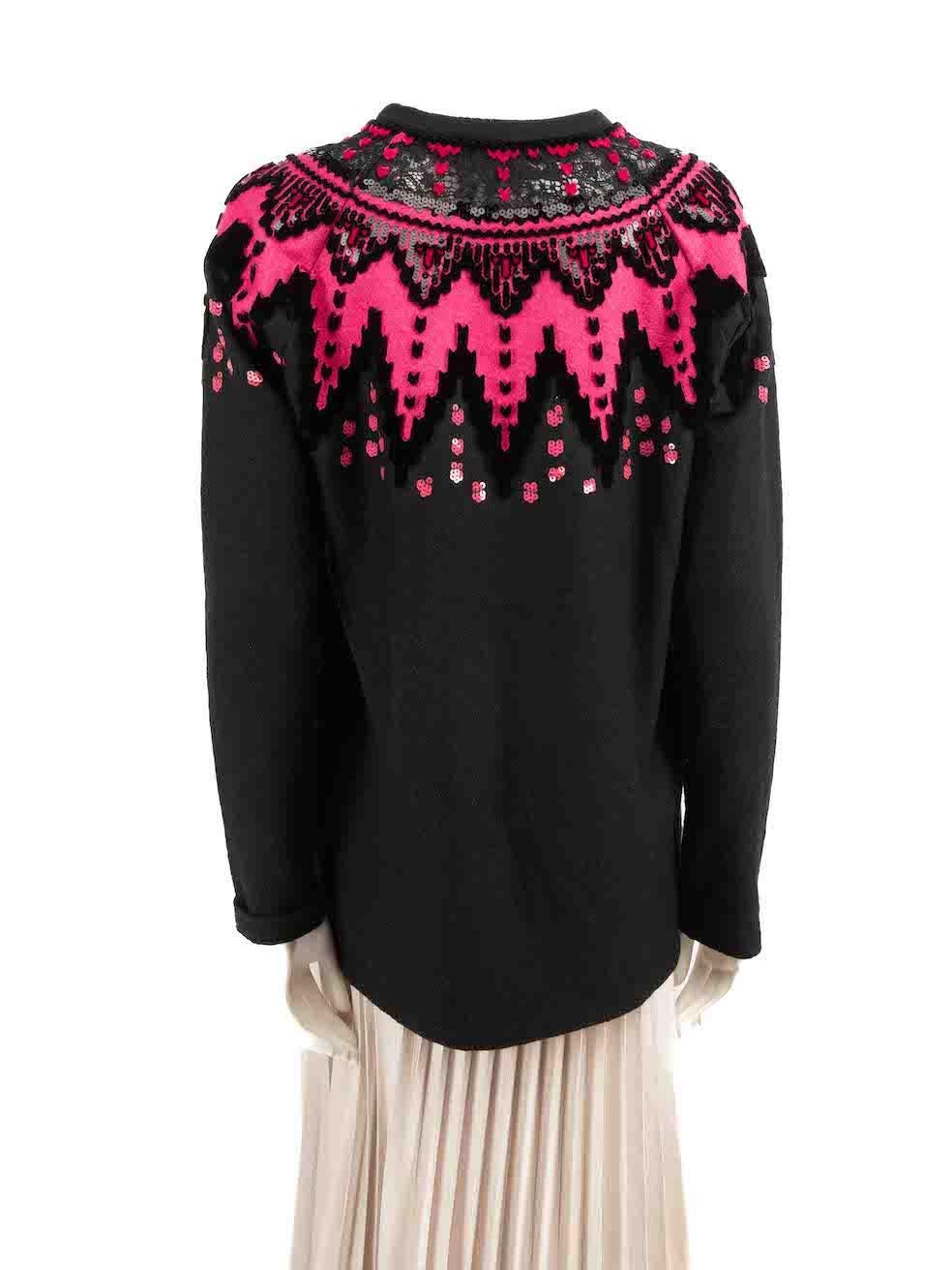 Ermanno Scervino Black Wool Sequinned Jumper Size M In Good Condition For Sale In London, GB