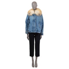 ERMANNO SCERVINO blue cotton FUR TRIM OVERSIZED DENIM Jacket 40 S