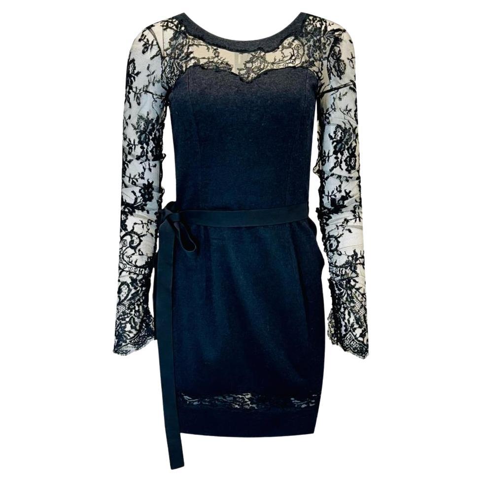Ermanno Scervino Cashmere & Silk Lace Detailed Dress For Sale