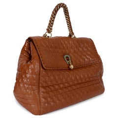 ERMANNO SCERVINO cognacbraunes Leder FAUBOURG LARGE Umhängetasche