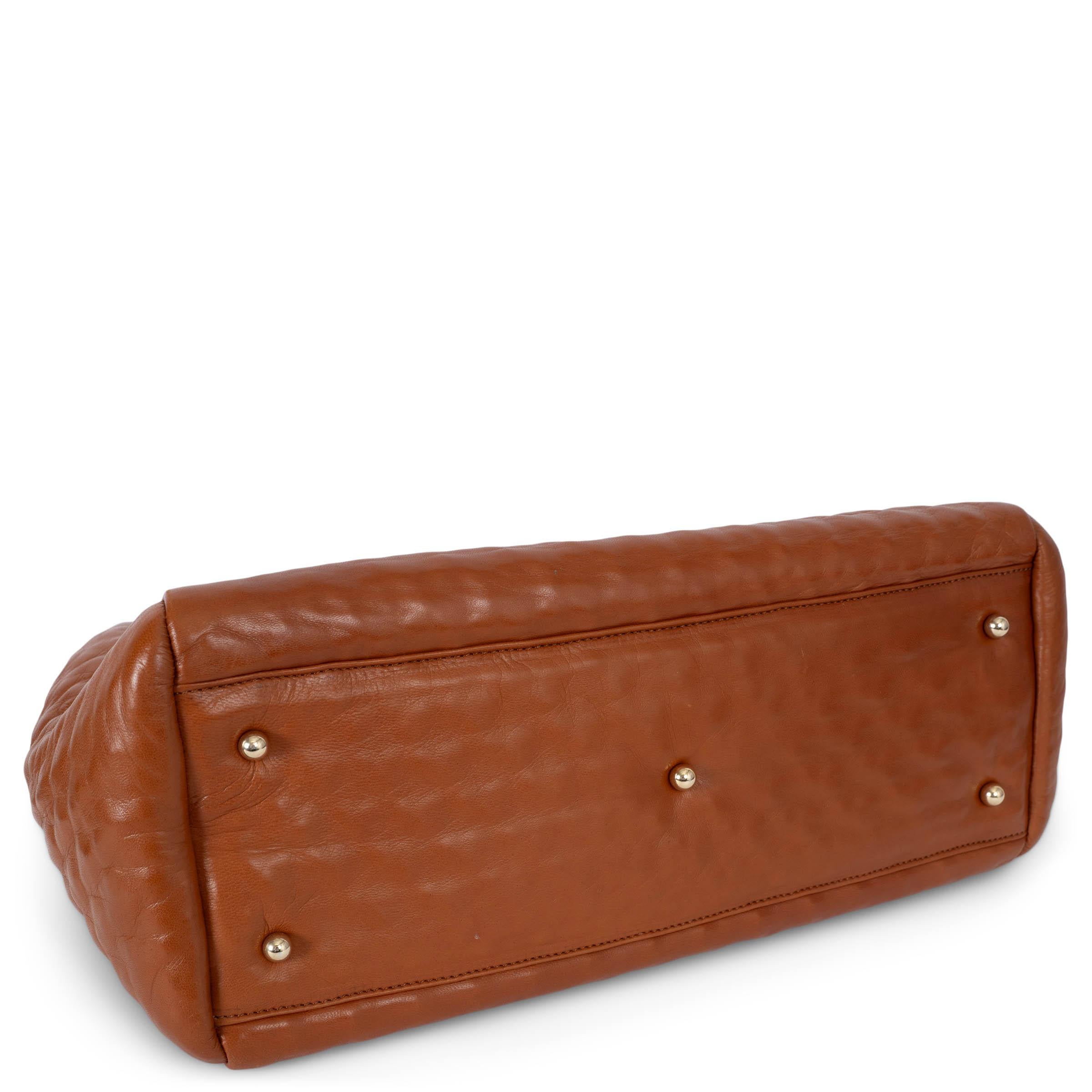 ERMANNO SCERVINO cognac brown leather FAUBOURG LARGE Shoulder Bag Excellent état - En vente à Zürich, CH