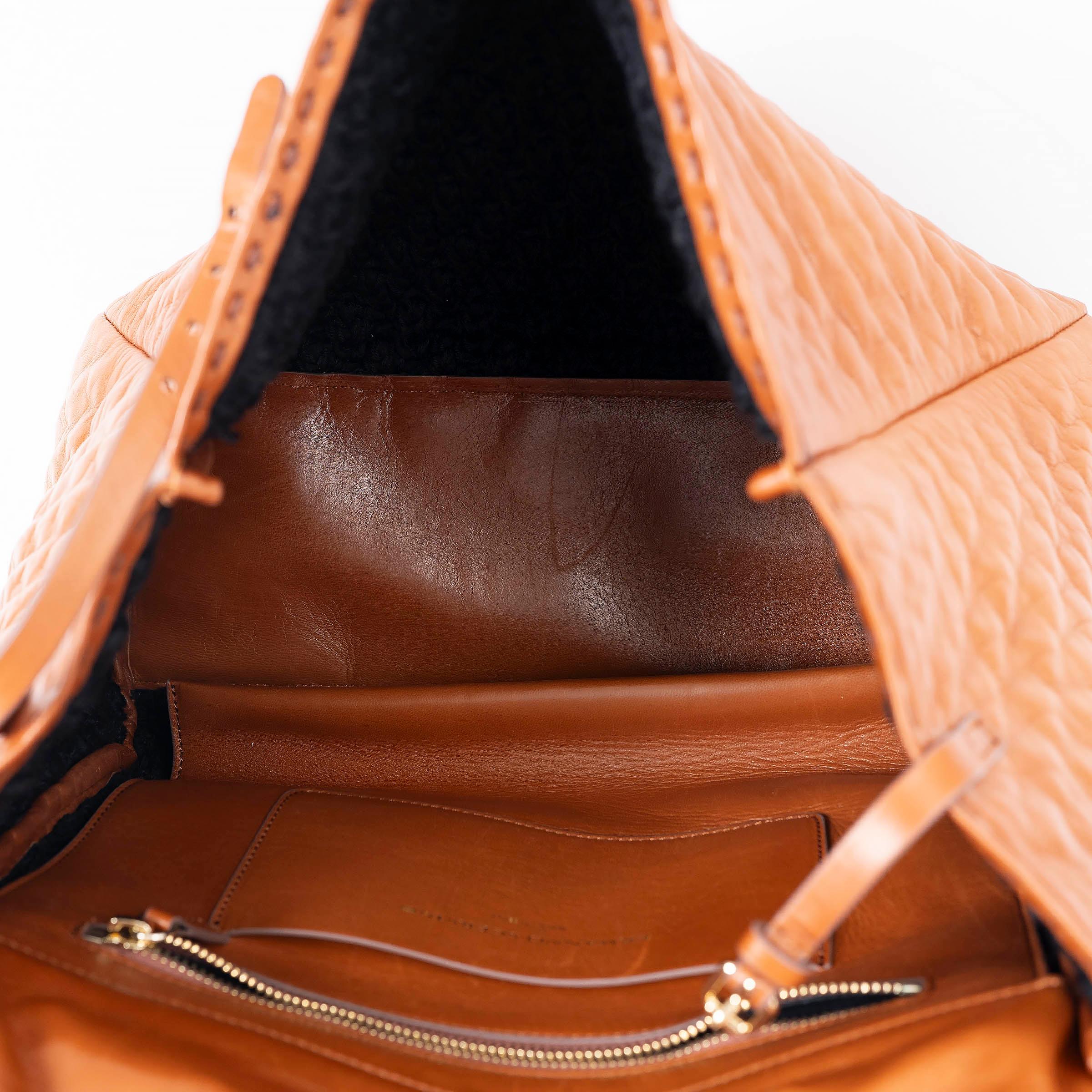 ERMANNO SCERVINO cognac brown leather FAUBOURG LARGE Shoulder Bag Pour femmes en vente