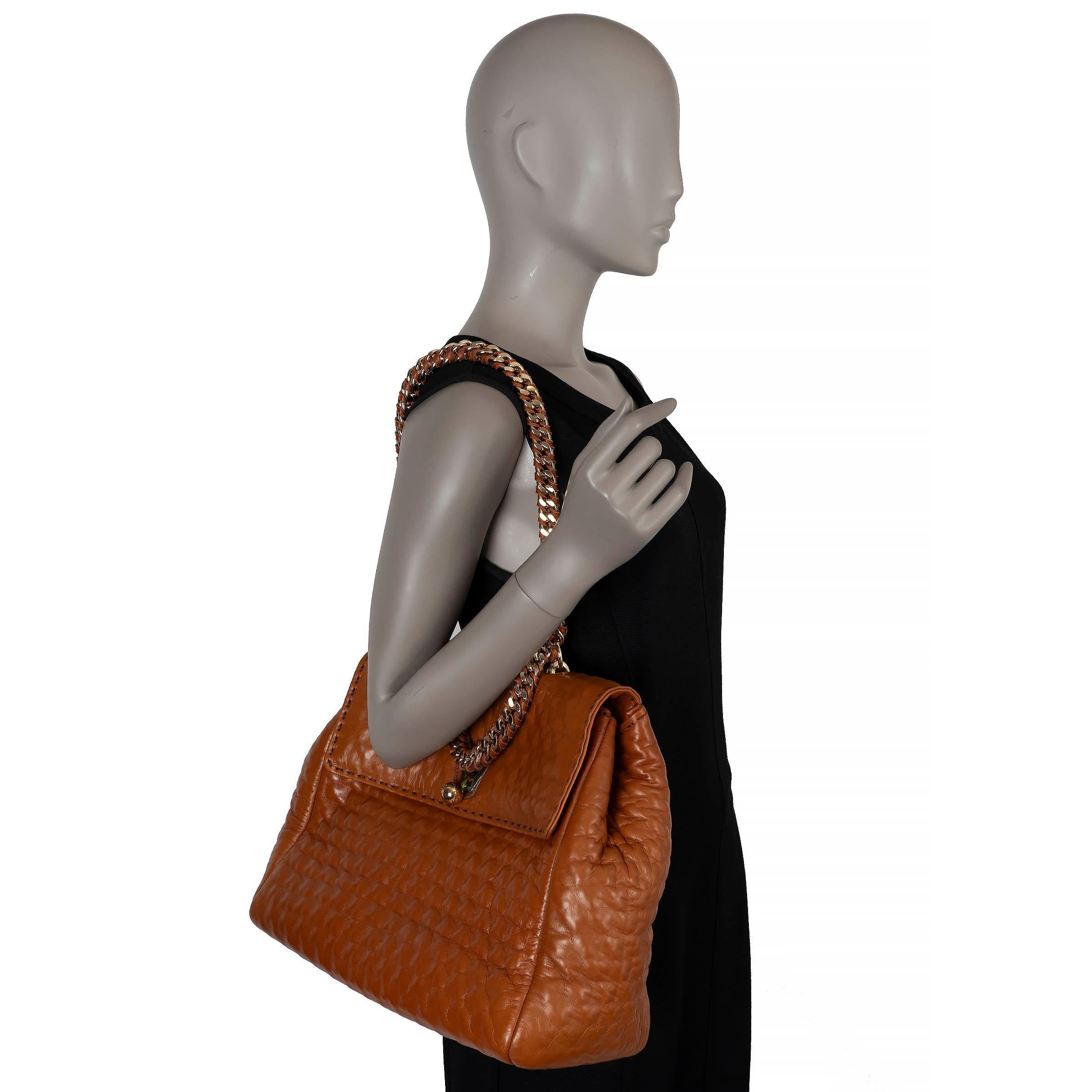 ERMANNO SCERVINO cognac brown leather FAUBOURG LARGE Shoulder Bag en vente 3