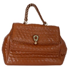 ERMANNO SCERVINO cognac brown leather FAUBOURG LARGE Shoulder Bag