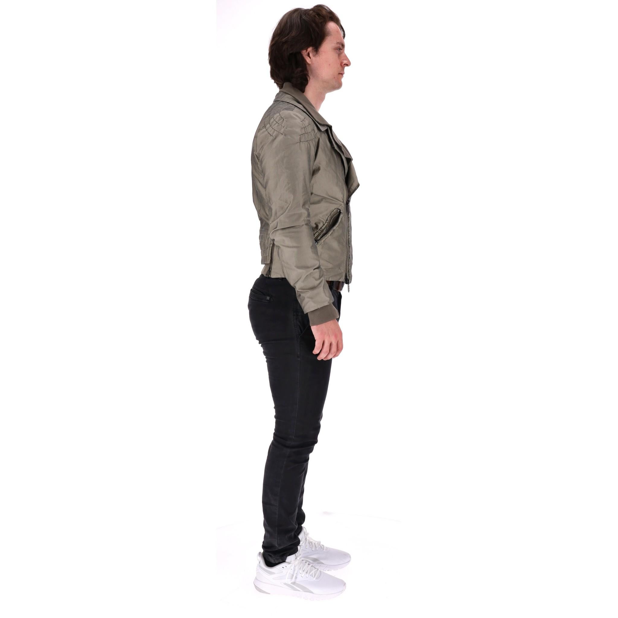 Gray Ermanno Scervino Cotton Blend Biker Jacket For Sale