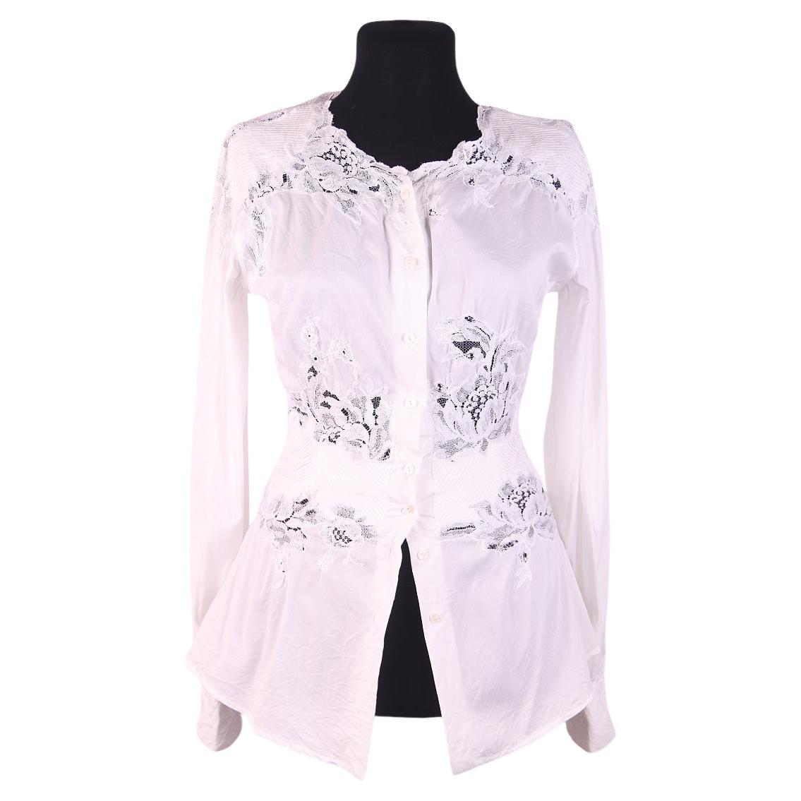 Ermanno Scervino cotton shirt with lace For Sale