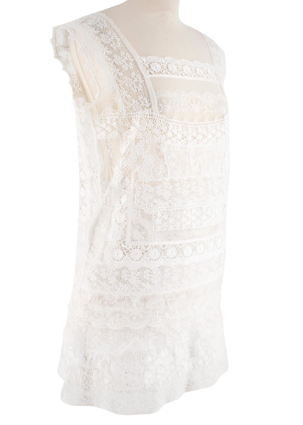 Ermanno Scervino Cream Lace Mini Skirt and Top Set - Size US 4-6 For Sale 2