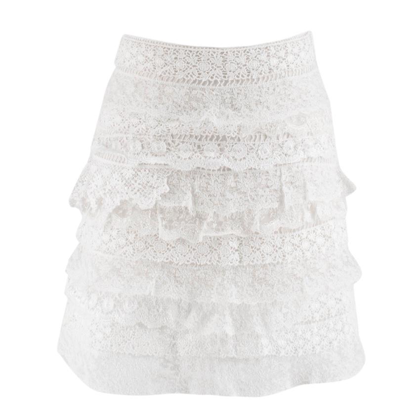 Ermanno Scervino - Cream Lace Mini Skirt and Top Set

skirt
- tiered skirt 
- floral lace 
- raw hem
- fully lined
- zip fastening on the back

top
- sleeveless 
- square neck 
- lightweight

- 25% cotton, 15% viscose, 50% polyester, 10% nylon,