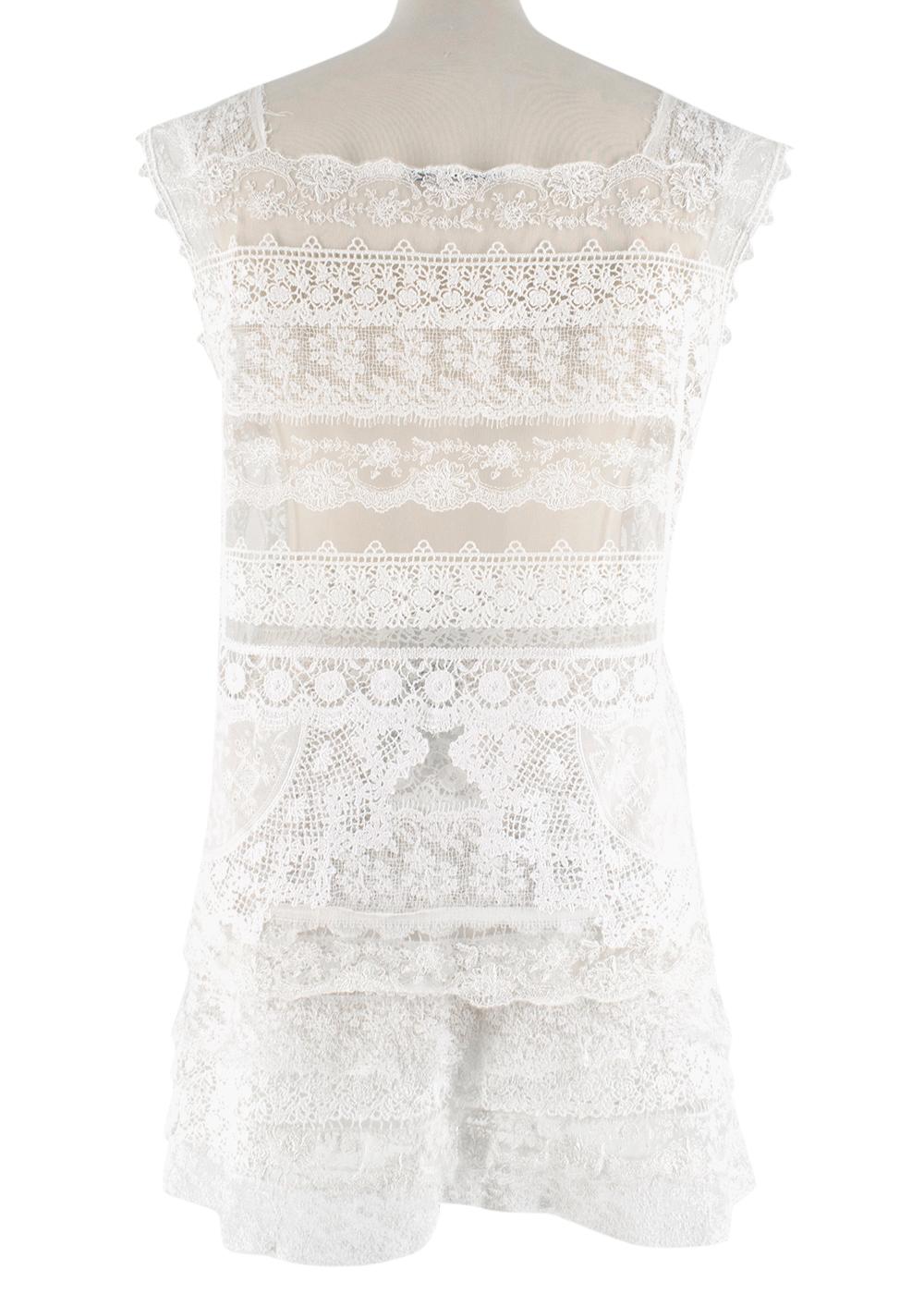 Ermanno Scervino Cream Lace Mini Skirt and Top Set - Size US 4-6 For Sale 1