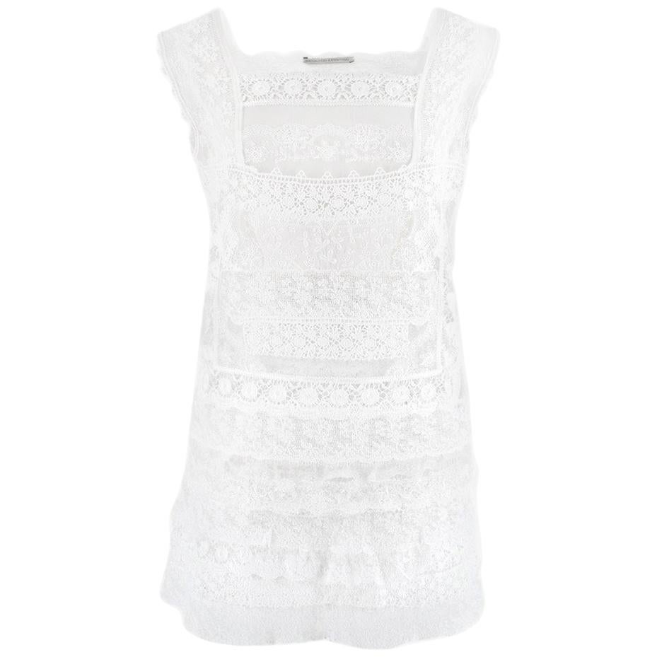 Ermanno Scervino Cream Lace Mini Skirt and Top Set - Size US 4-6 For Sale