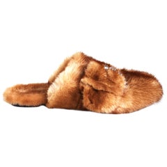 Ermanno Scervino Crystal-Embellished Mink-Fur Slippers