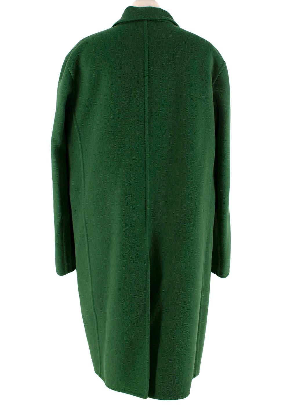 Black Ermanno Scervino Deep Green Felted Wool Mid-Length Coat - US 0-2 For Sale