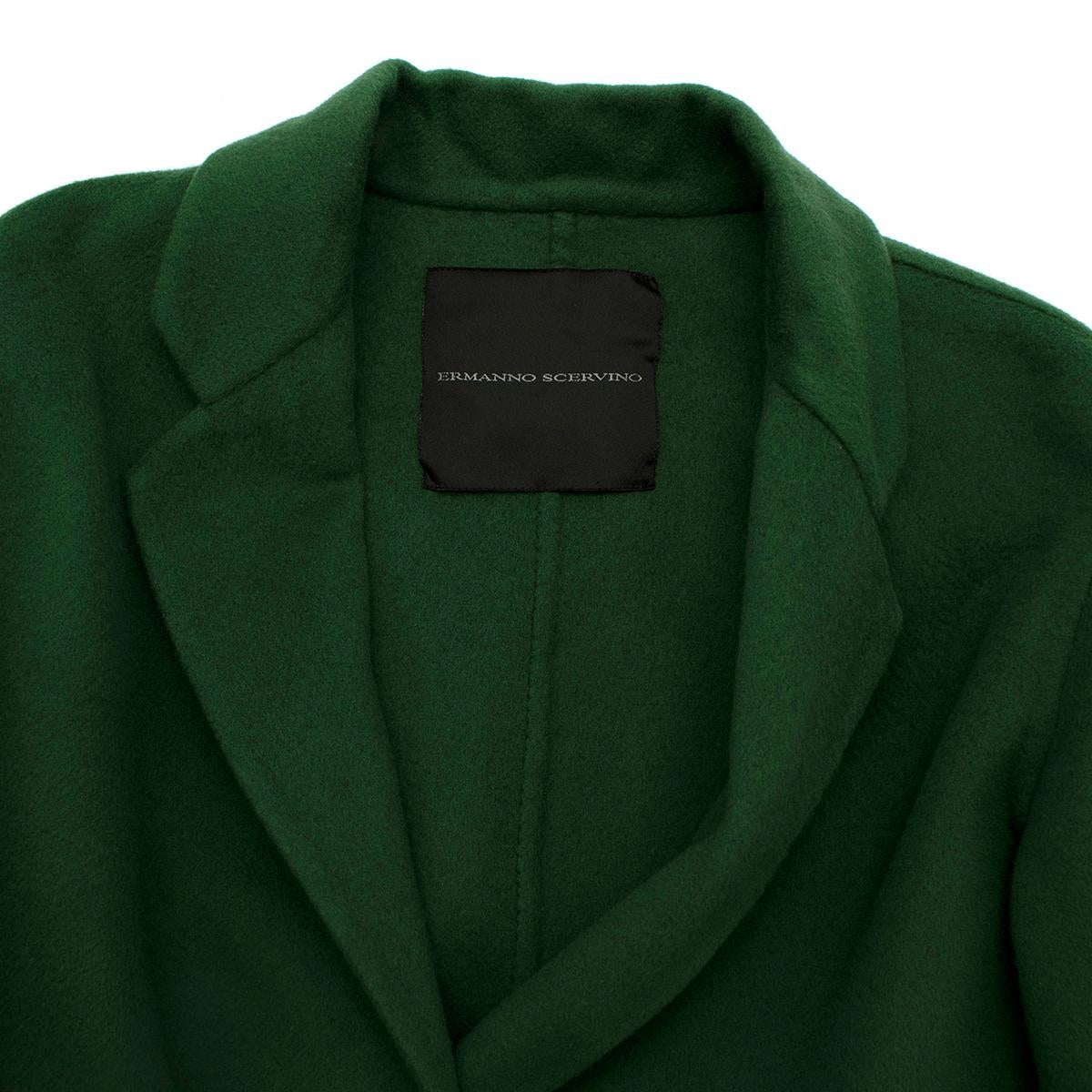 Ermanno Scervino Deep Green Felted Wool Mid-Length Coat - US 0-2 In New Condition For Sale In London, GB