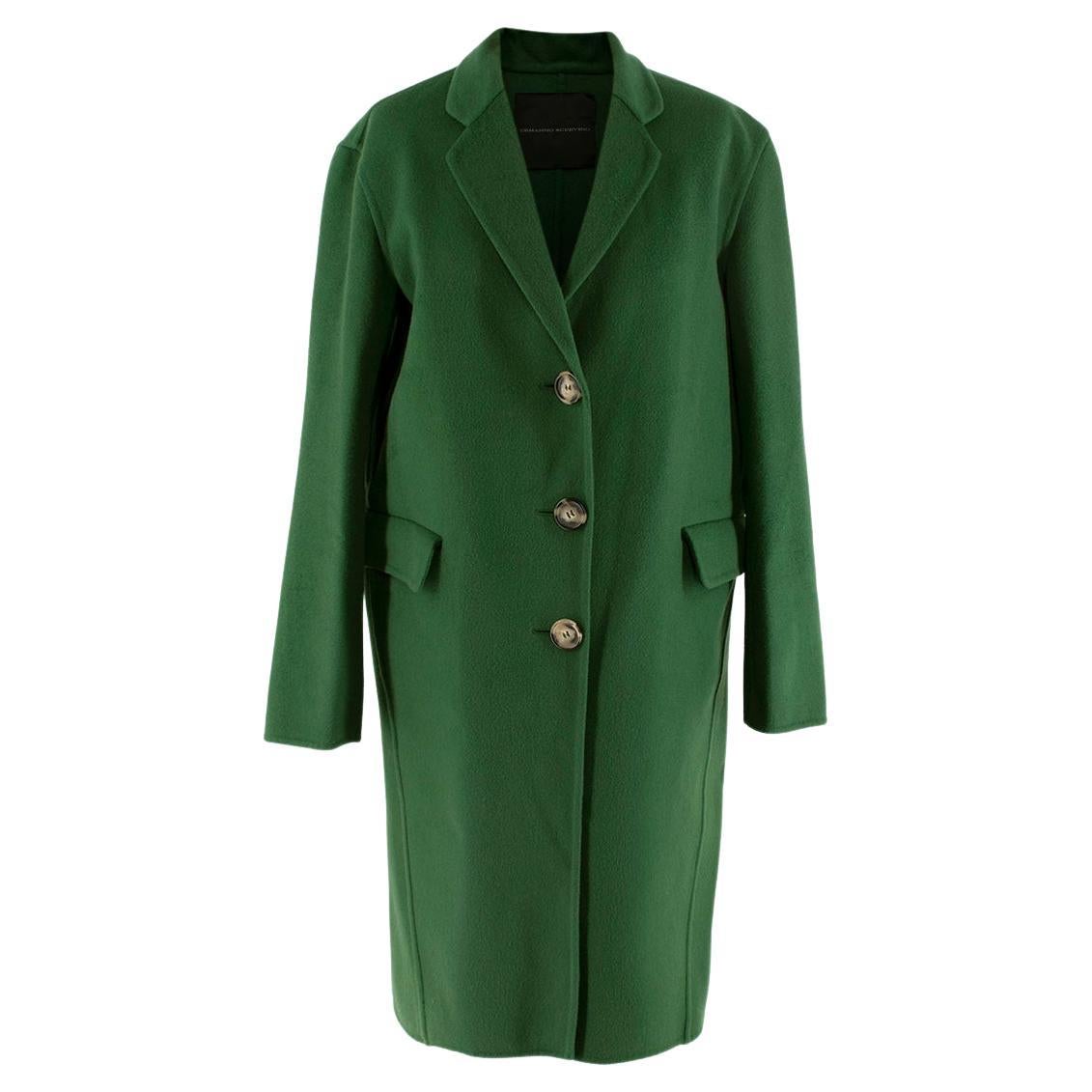 Ermanno Scervino Deep Green Felted Wool Mid-Length Coat - US 0-2 For Sale