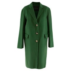 Ermanno Scervino Deep Green Felted Wool Mid-Length Coat - US 0-2