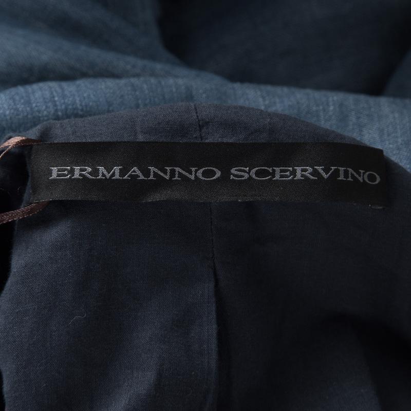 Blue Ermanno Scervino Denim Embellished Long Jacket S