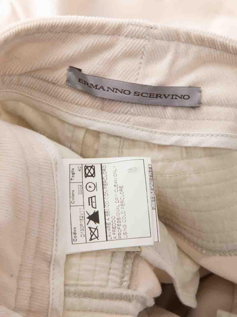 Ermanno Scervino Ecru Corduroy Biker Trousers Size S For Sale 1