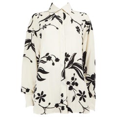 Ermanno Scervino Ecru Silk Floral Print Shirt Size S Ermanno Scervino Ecru Silk Floral Print Shirt Size S