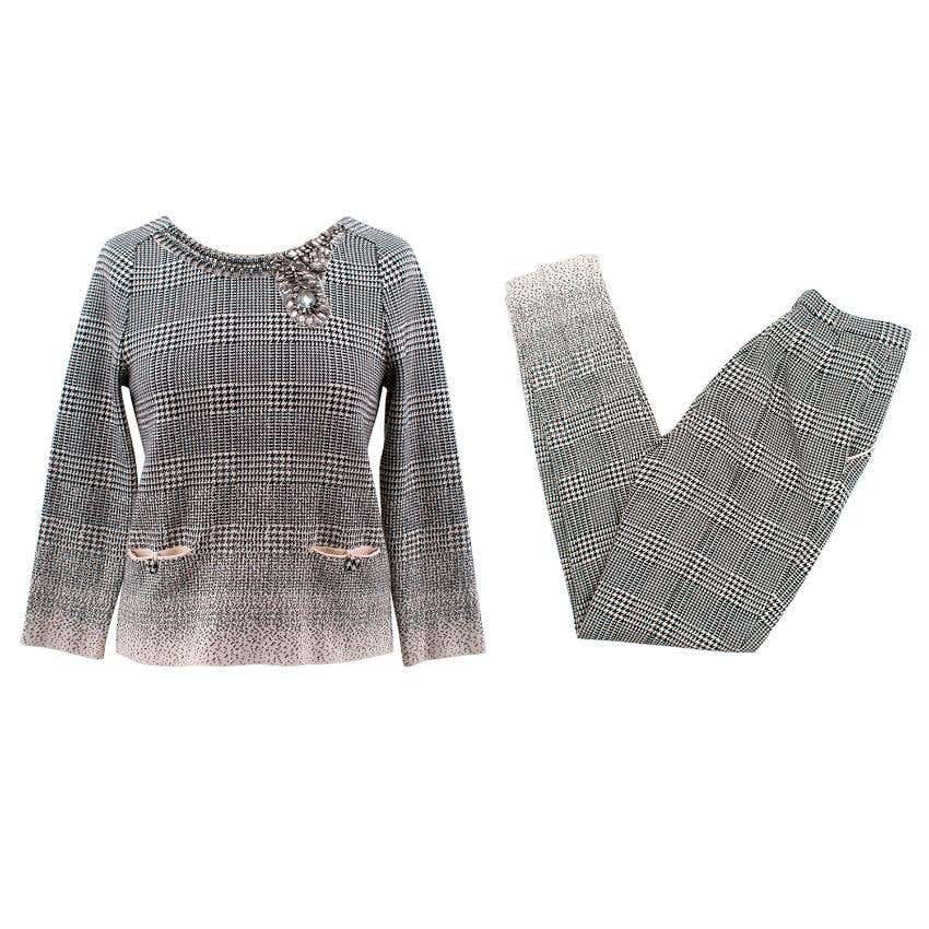 GUCCI velvet pant suit chic gray silver hardware pant waist 42 fits 6