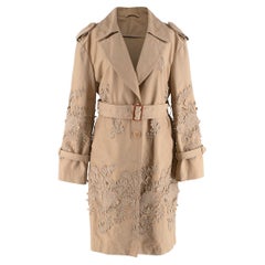 Ermanno Scervino Embroidered Camel Trench Coat - US 8