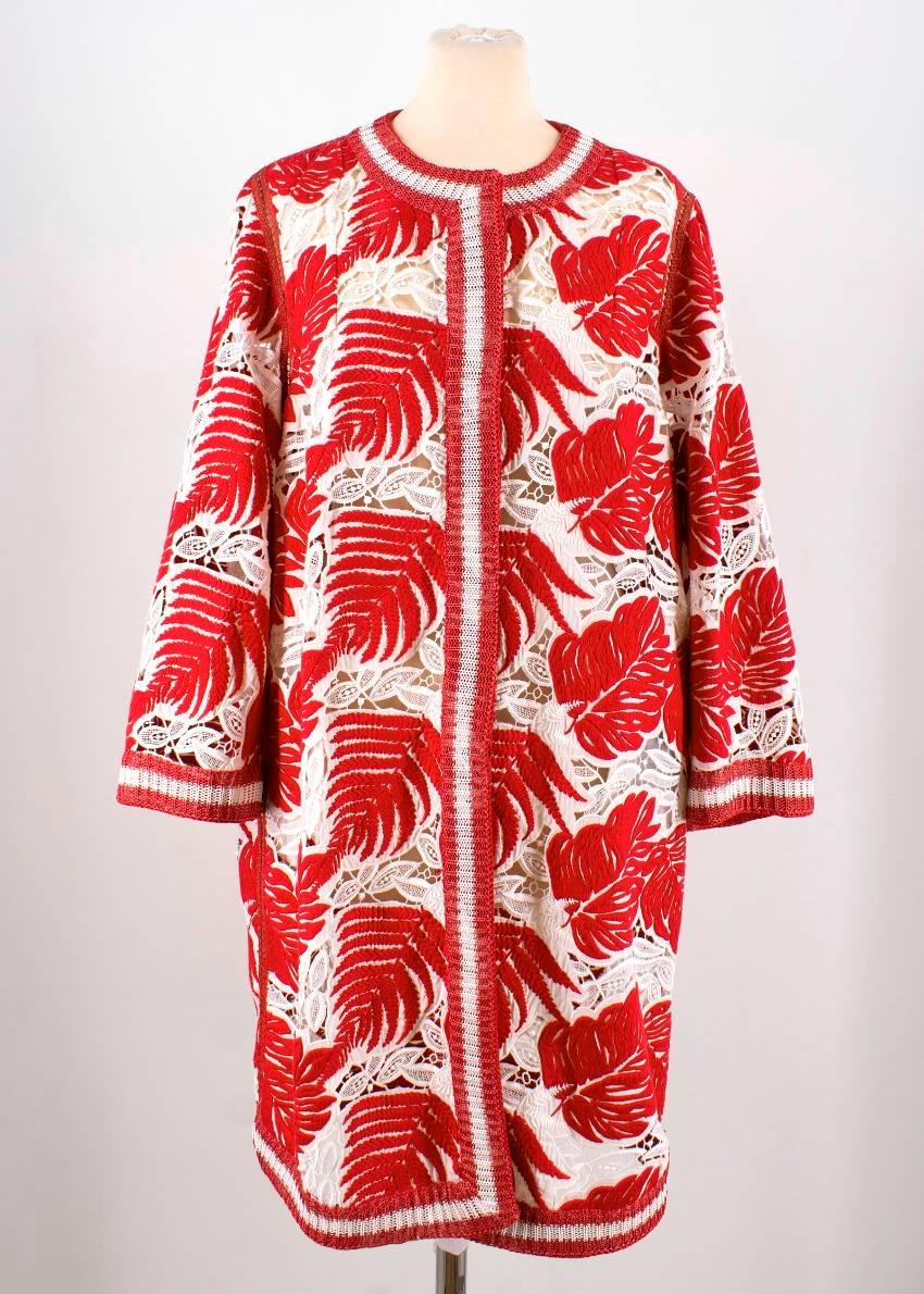 Ermanno Scervino Embroidered Floral Macrame Coat US 8 For Sale 1