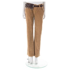 Ermanno Scervino F/W 2005 camel corduroy pants with maxi leather belt