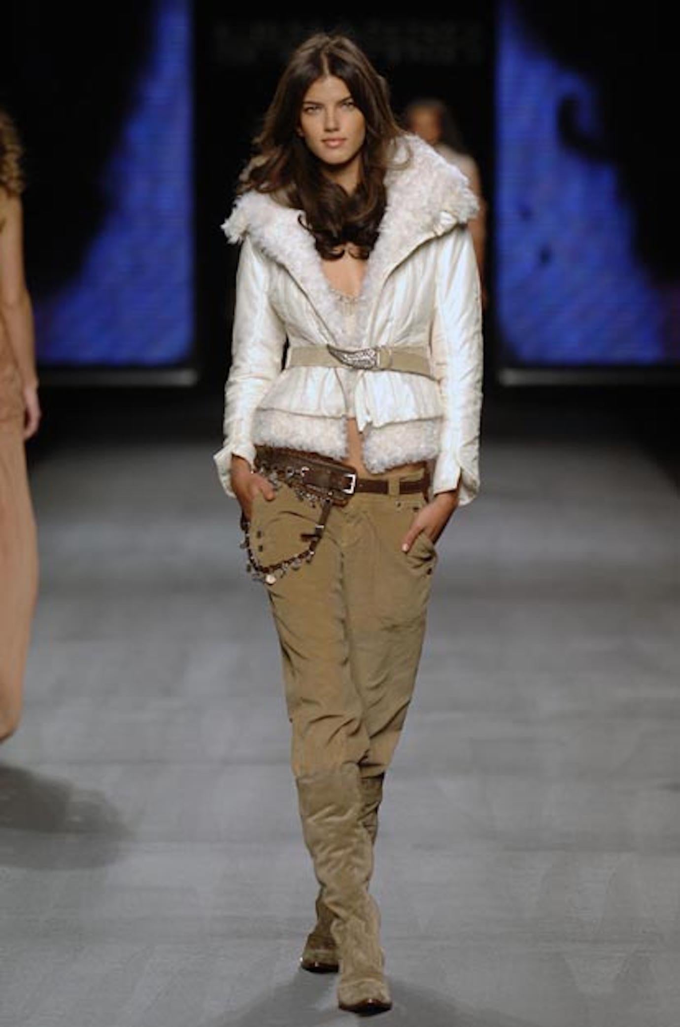 Ermanno Scervino F/W 2005 camel corduroy pants with maxi leather belt For Sale 1