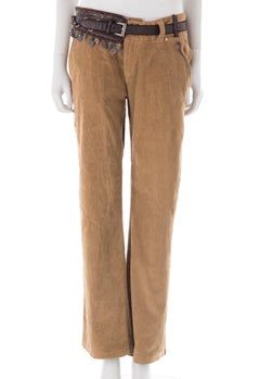 Ermanno Scervino F/W 2005 camel corduroy pants with maxi leather belt