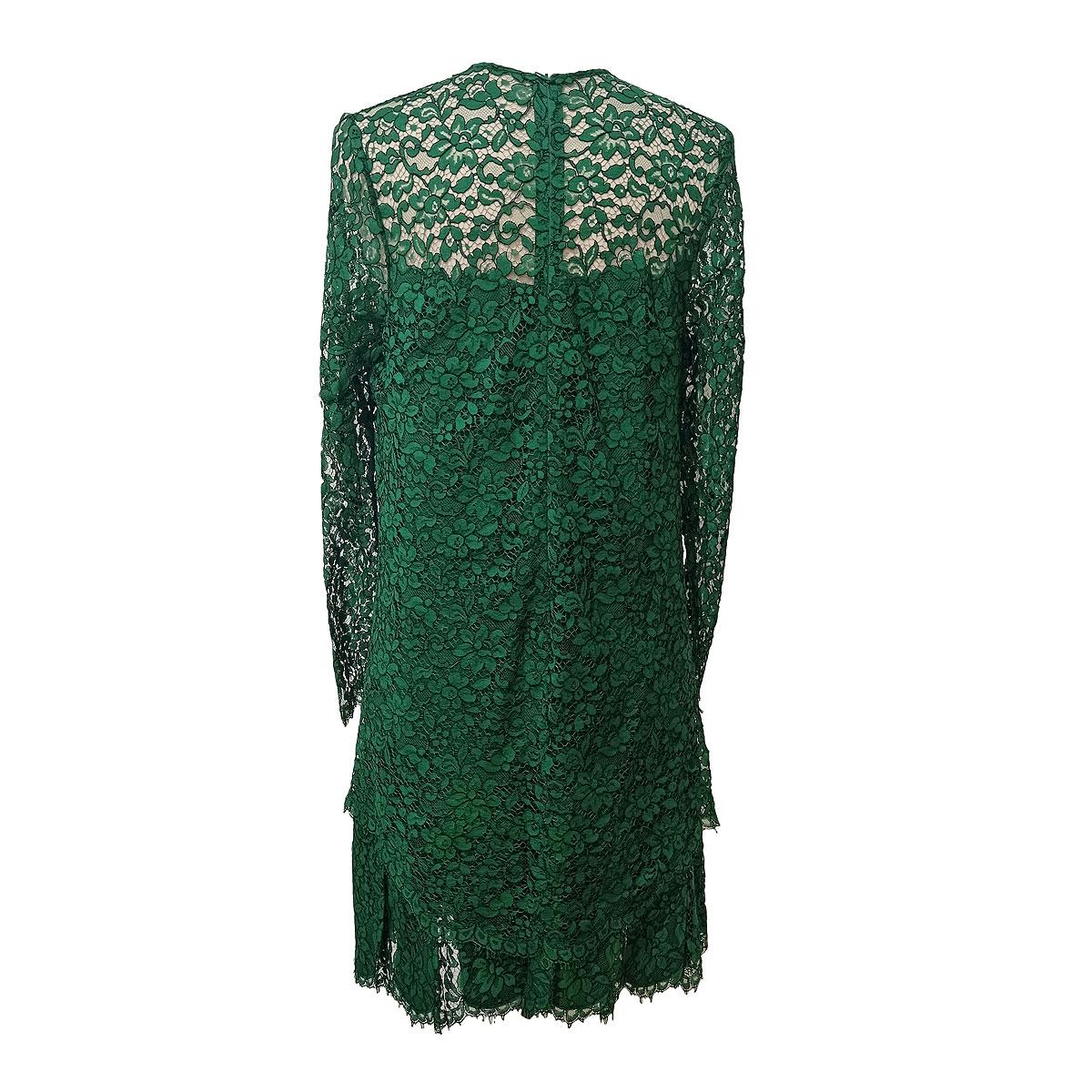 Fantastic dress by Ermanno Scervino 
Lace dress
Viscose (46%), cotton (39%) and nylon
Silk lining
Green color
Long sleeve
Amazing total construction of fine lace
Shoulder/hem length cm 85 (33,4 inches)
Shoulder cm 36 (14,1 inches)
Worldwide express