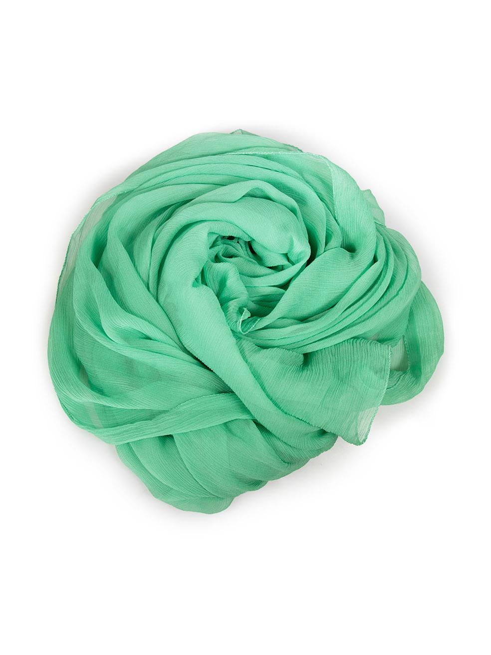 CONDITION is Very good. Minimal wear of the scarf is evident, there is a small pull to the weave near the edge of this used Ermanno Scervino designer resale item.
  
  
  
  
  
  Details
  
  
  Green
  
  Silk
  
  Scarf
  
  See through
  
 