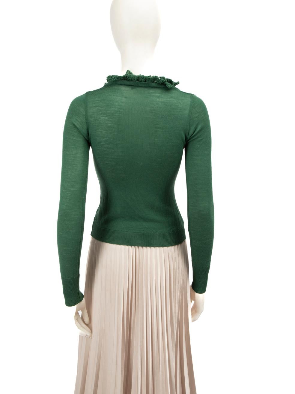 Beige Ermanno Scervino Green Wool Ruffle Trim Trop Size S For Sale
