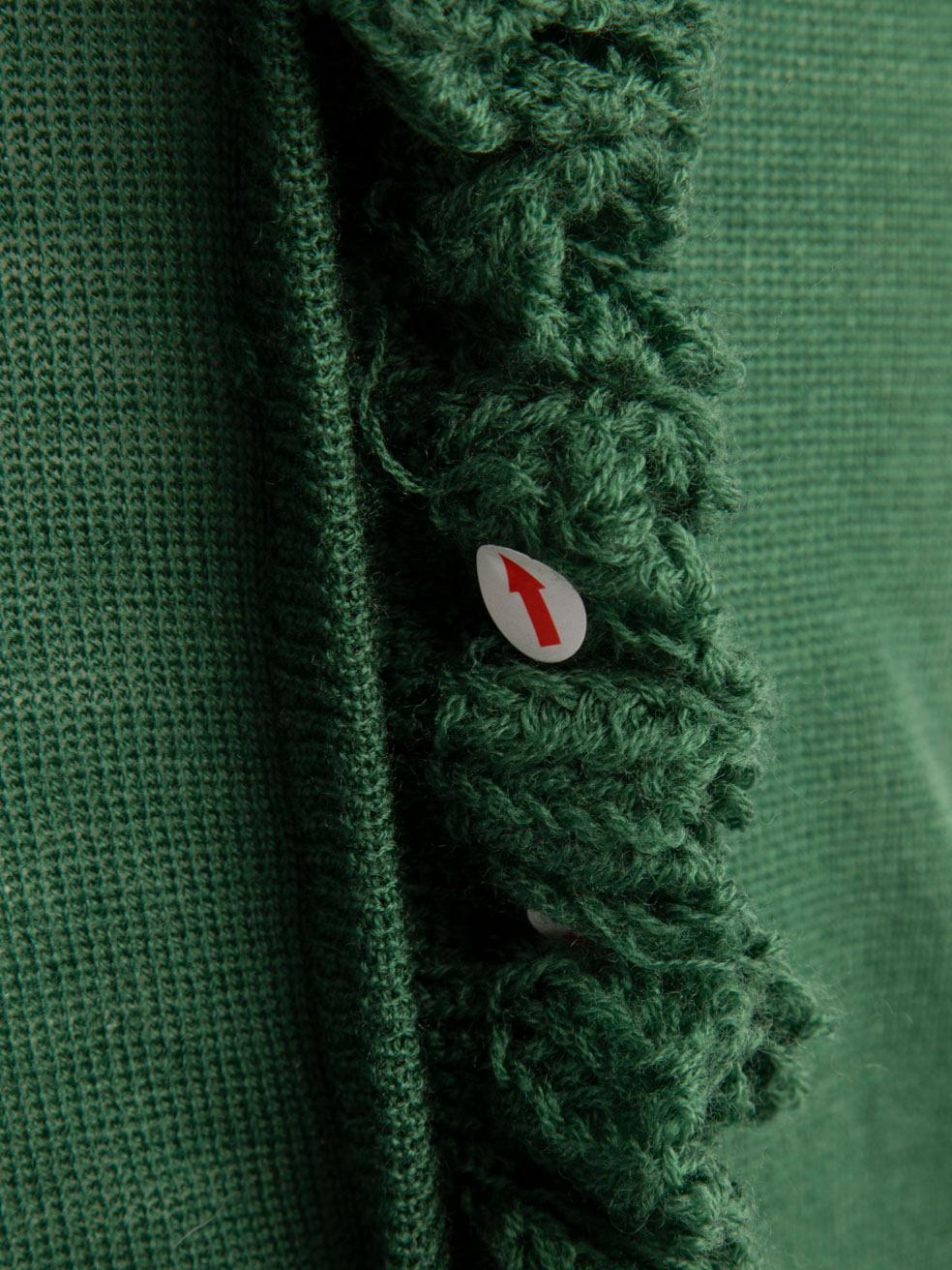 Ermanno Scervino Green Wool Ruffle Trim Trop Size S For Sale 4