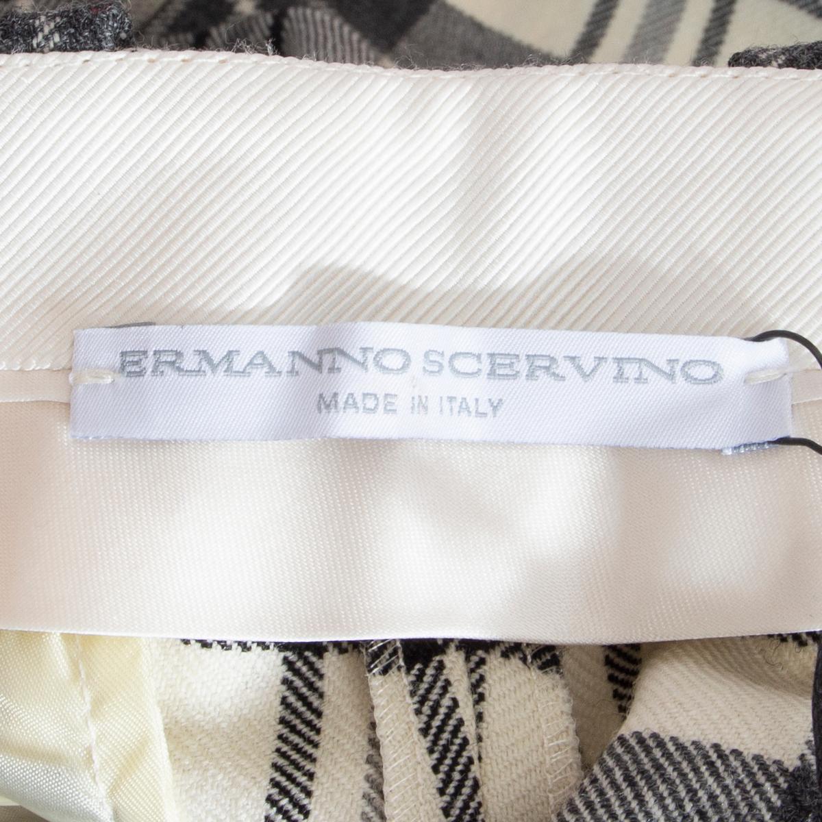 Women's ERMANNO SCERVINO grey & cream wool PLAID CIGARETTE Pants 40 S For Sale